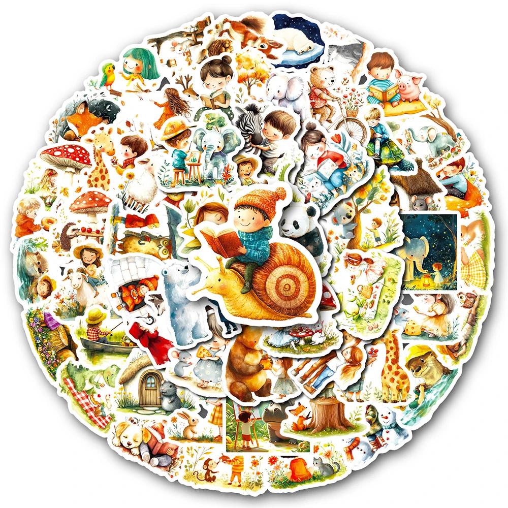 10/30/50pcs Cute Fairy Tale Style Forest Animal Stickers Vintage Graffiti Decal Suitcase Phone Laptop Cartoon Decoration Sticker