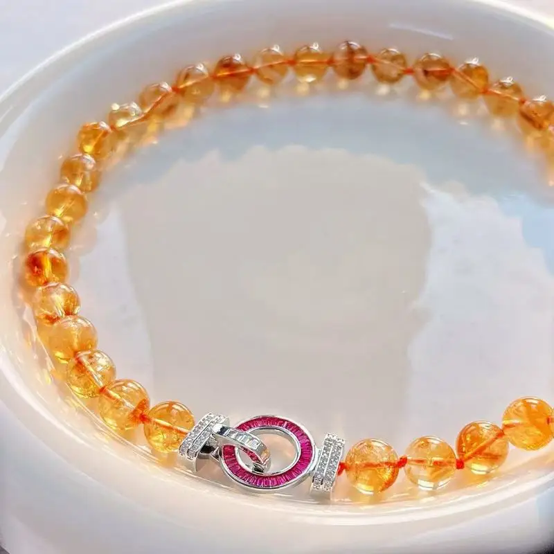 10mm high-quality natural citrine necklace a clavicle chain