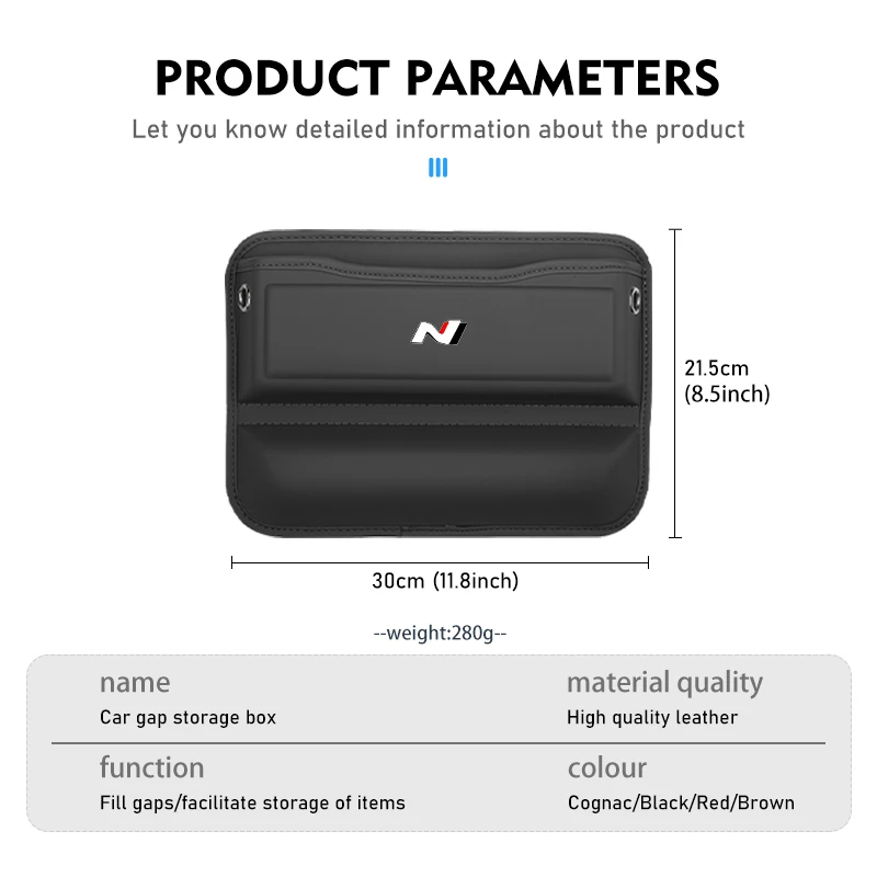 Car Console Side Seat Gap Filler Front Seat Organizer Accessories For Hyundai N Nline Tucson Kona Sonata Veloster i20 i30 view 6