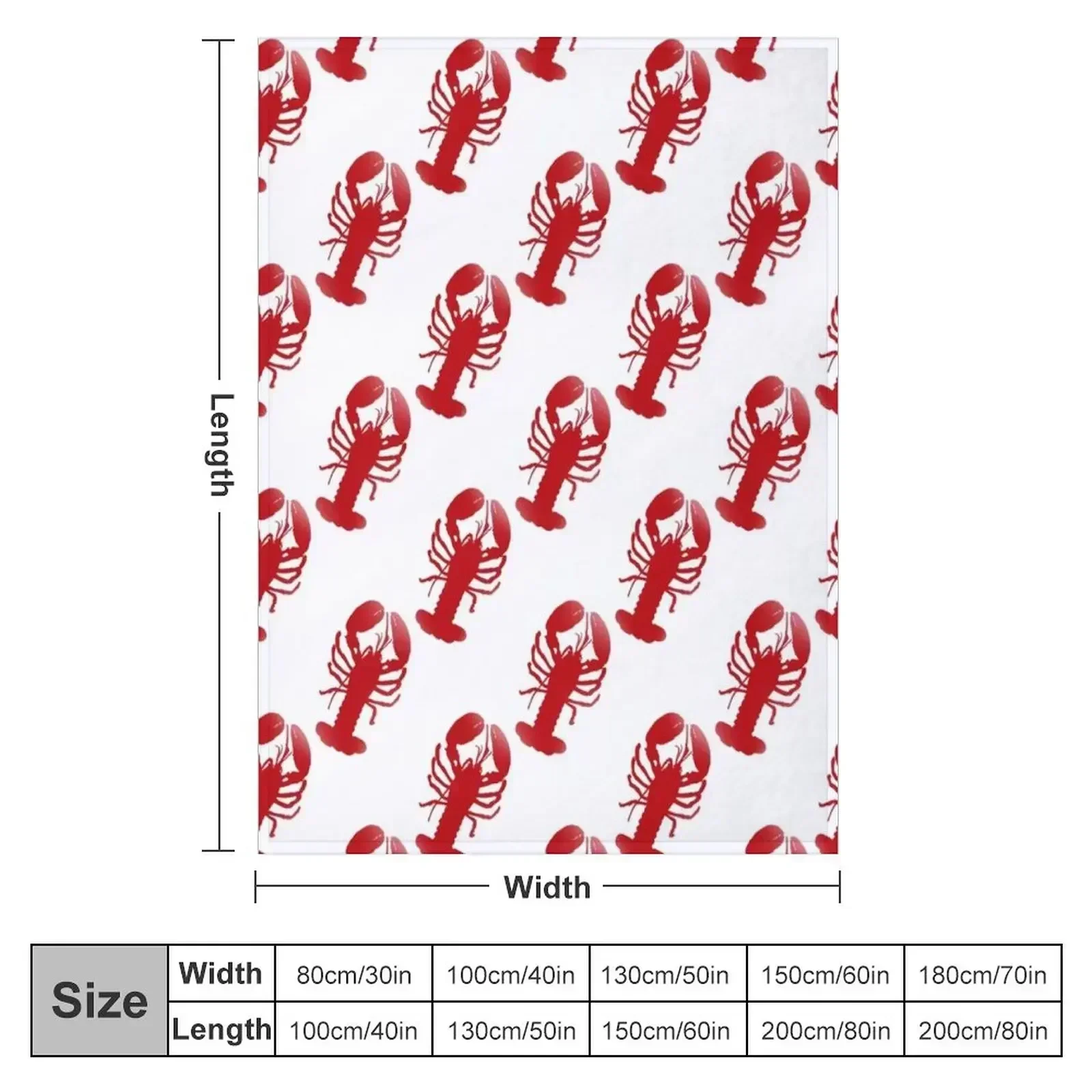 Red Lobster Repeating Pattern Throw Blanket couch cozy soft plush fuzzy picnic outdoor blanket
