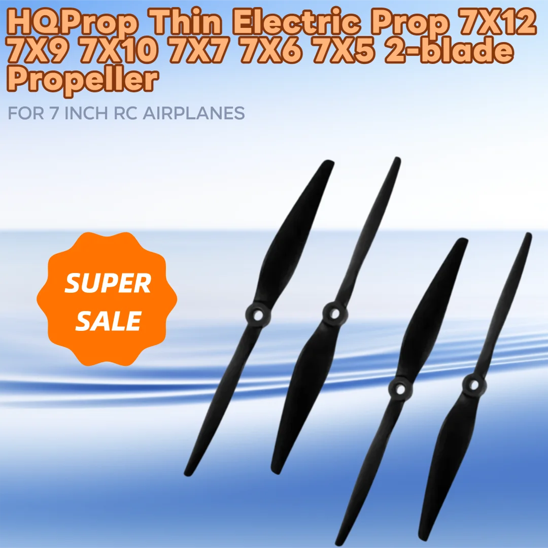 2Pair HQProp Thin Electric Prop 7X12 7X9 7X10 7X7 7X6 7X5 2-blade Propeller CW CCW Reinforced Nylon Composite for RC Airplanes