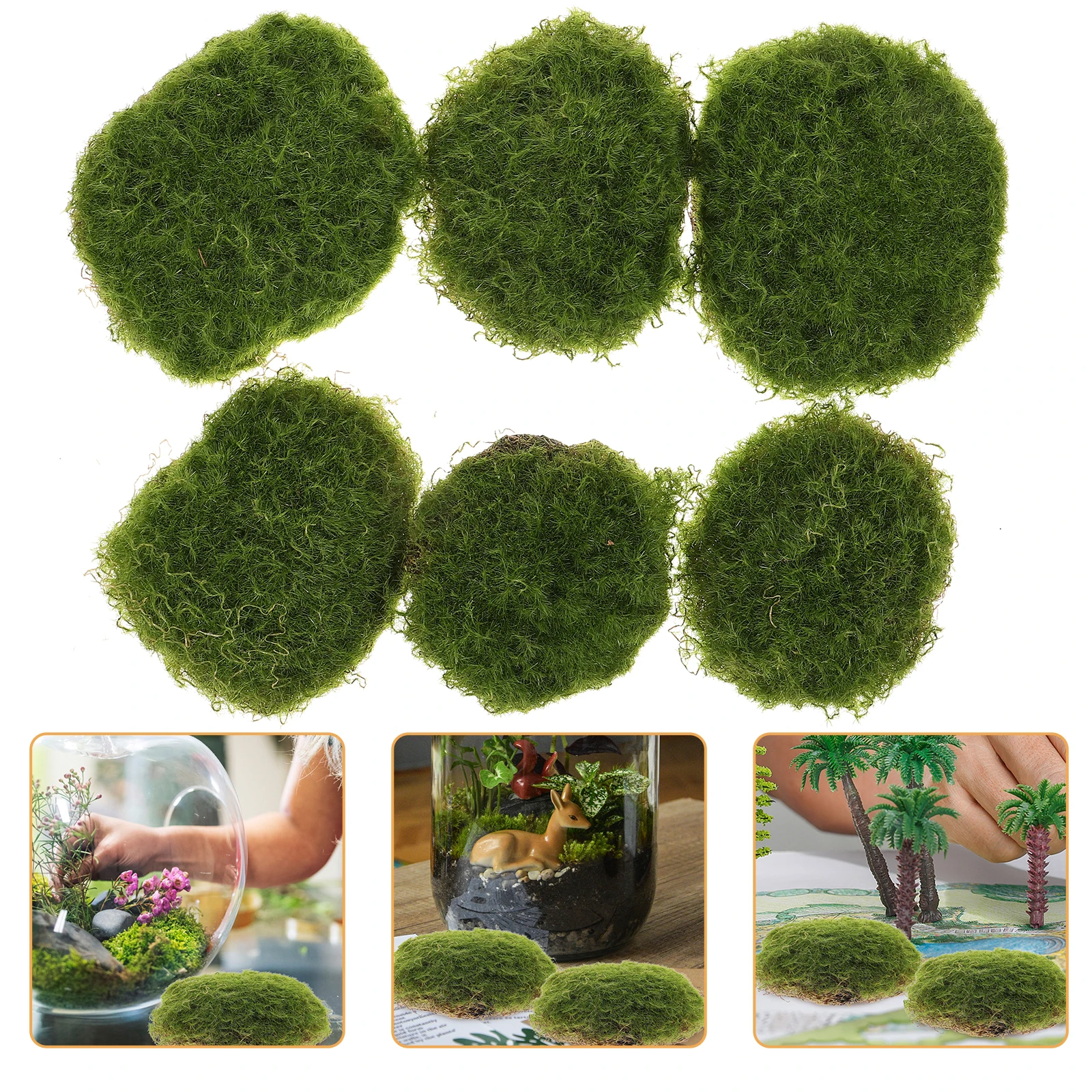 

6 Pcs Artificial Moss Block Mossy Stone Decorations Rocks Fake Stones Decorative Micro Landscape Green