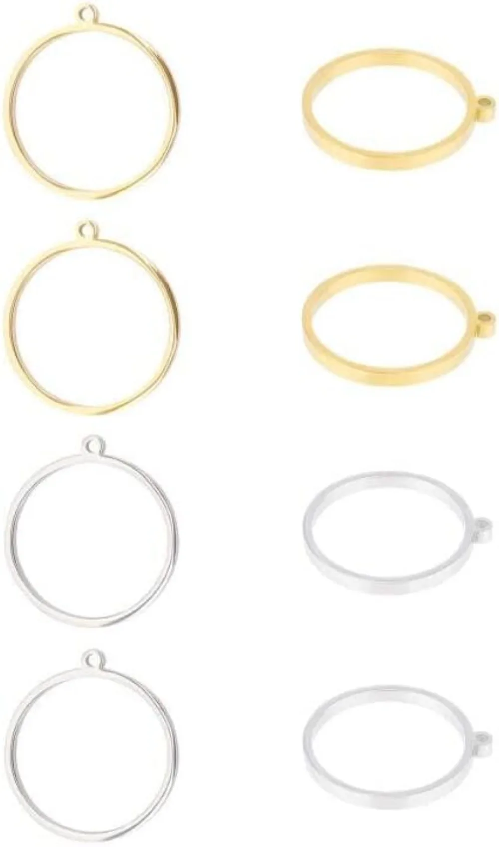 8 pezzi 2 colori in acciaio inossidabile 304 con apertura sul retro lunetta pendenti anello a forma di cerchio pendenti lucidatura manuale kit per la creazione di cornici vuote