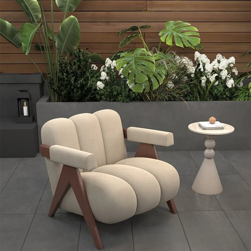 Single sofa light luxury balcony living room bedroom lazy leisure chair cream designer meeting guest wind single sofa chair