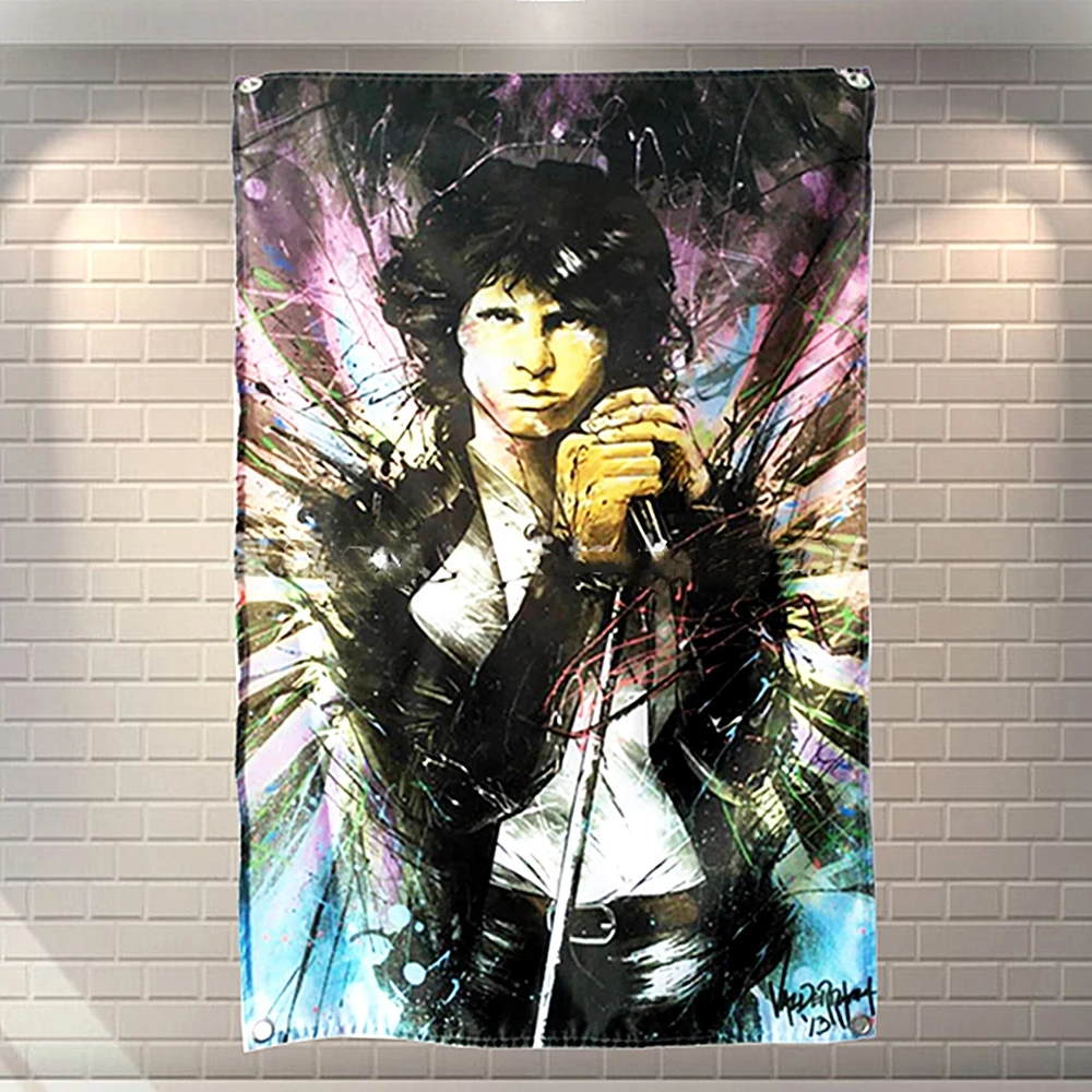 

Rock and Roll Band Singer Music Poster Wall Art Flag Banner Wall Hanging Tapestry HD Canvas Painting Print Art Home Decoration