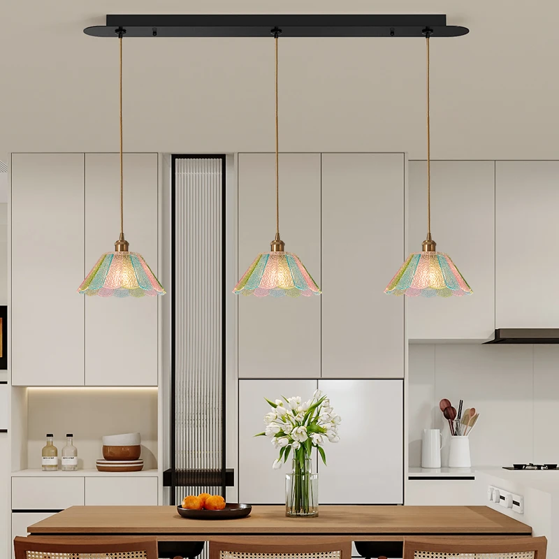 Vintage colorful glass Pendant Light Luxurious Modern  petal shape lamp for Living Room Restaurant Bar Counter Pendant Lighting