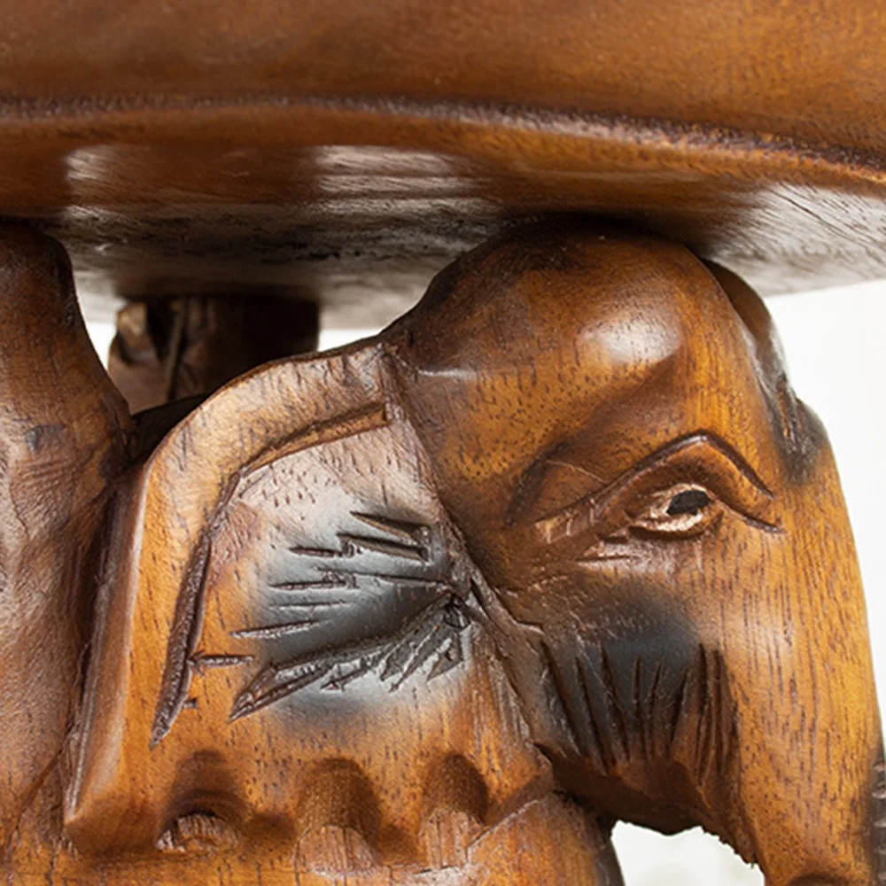 

【NOW SAVE】Solid Wood Fruit Tray Southeast Asia Hand-Carved Elephant Top Plate Creative Home Decoration Coffee Table Fruit Bowl