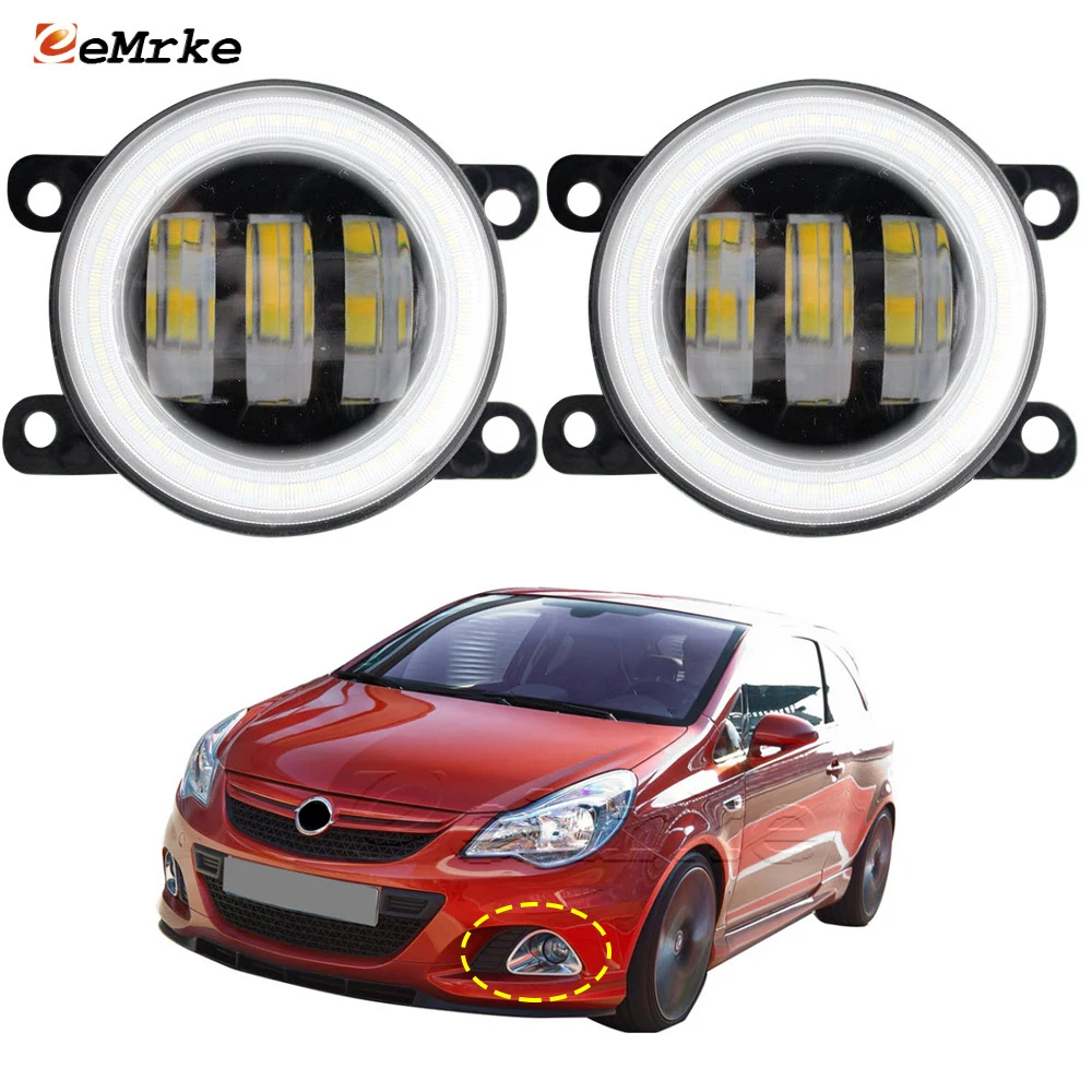 2X Led Fog Lamp Angel Eye DRL Daytime Running Lights for Opel Corsa D OPC, Vauxhall Corsa VXR 2007~2015 Fog Light Assembly Lens