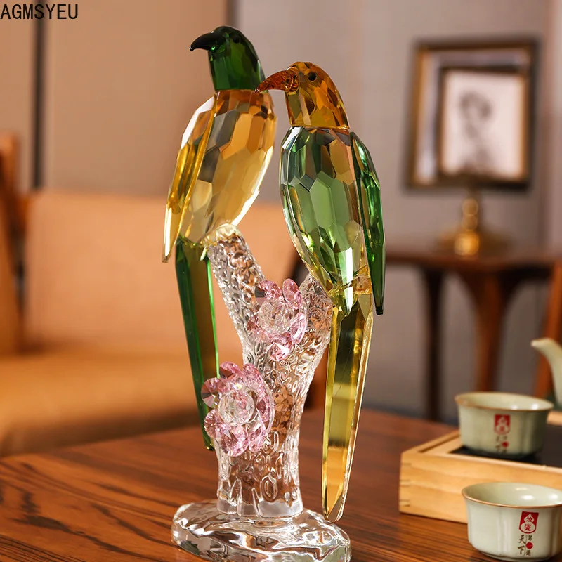 Modern simplicity creative simulation crystal bird sculpture decoration desk home TV wine cabinet living room decoration