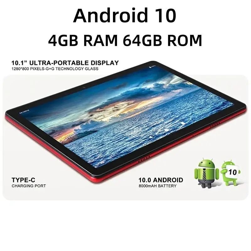 

Восьмиядерный процессор, 4 ГБ ОЗУ, 64 ГБ ПЗУ, 10,1-дюймовый планшет на Android 10, UNISOC T310, 1280 x 800 пикселей, Wi-Fi, Bluetooth 5.0, 8000 мАч