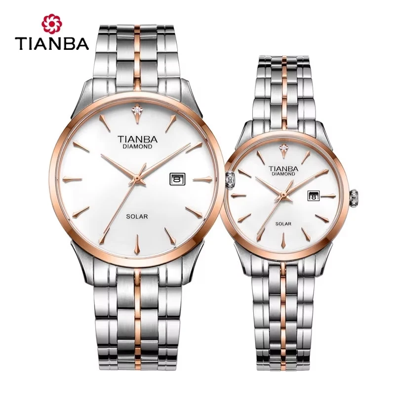 

TIANBA Eco-Drive мужские часы с солнечной энергией, женские часы, водонепроницаемые кварцевые часы с солнечной энергией, часы для пары, мужские часы 9015