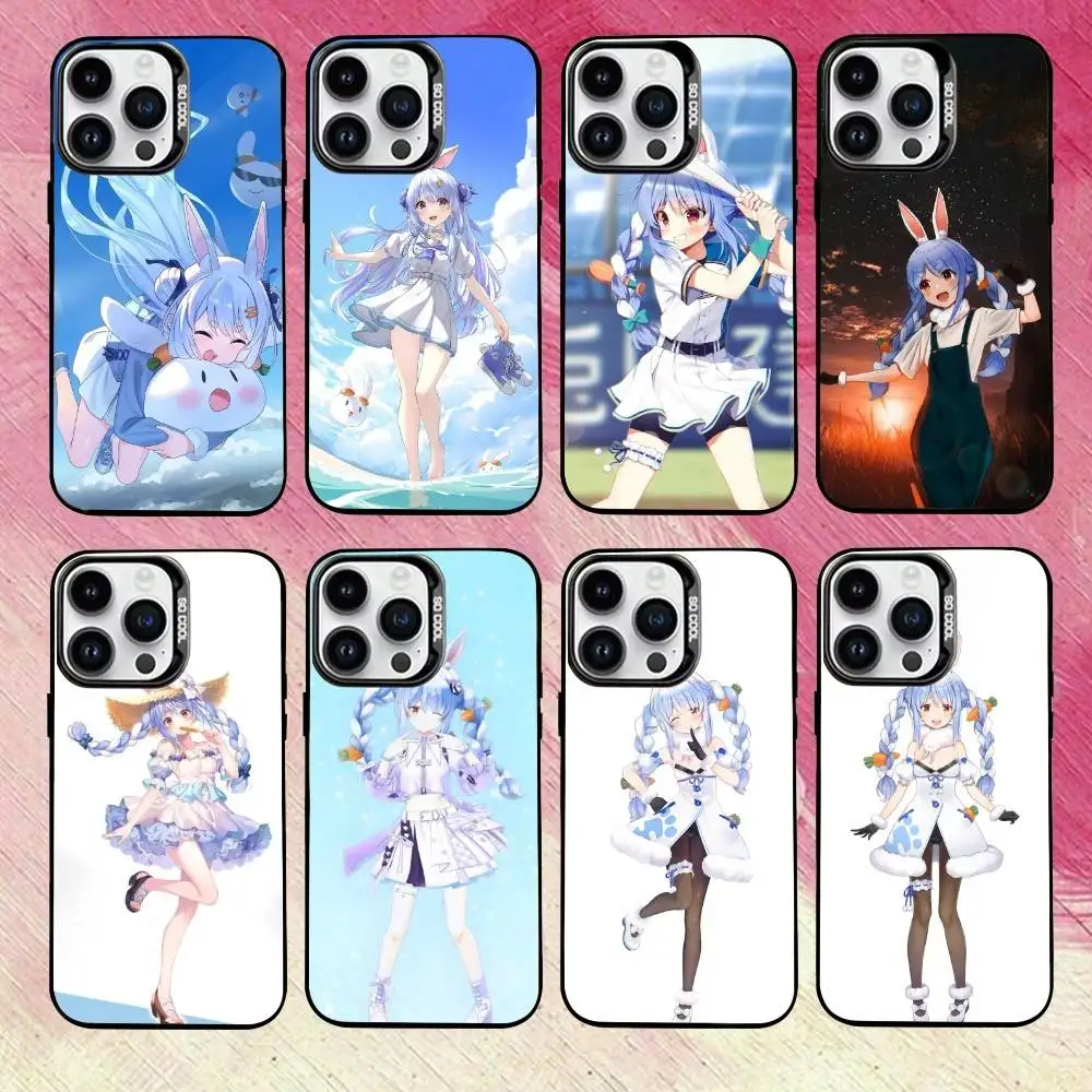 

VTuber U-Usada P-Pekora H-Hololive Phone Case For iPhone 17,16,15,14,13,12,11 Plus,Pro Max,XS,Colored Silver Plated Inside Cover