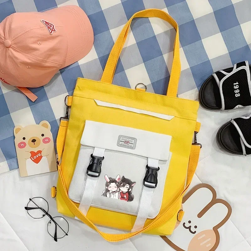 Black White Pink Yellow,Heaven officials blessing, Tian Guan Ci Fu, Anime Messenger Crossbody Shoulder Bags For School Girls