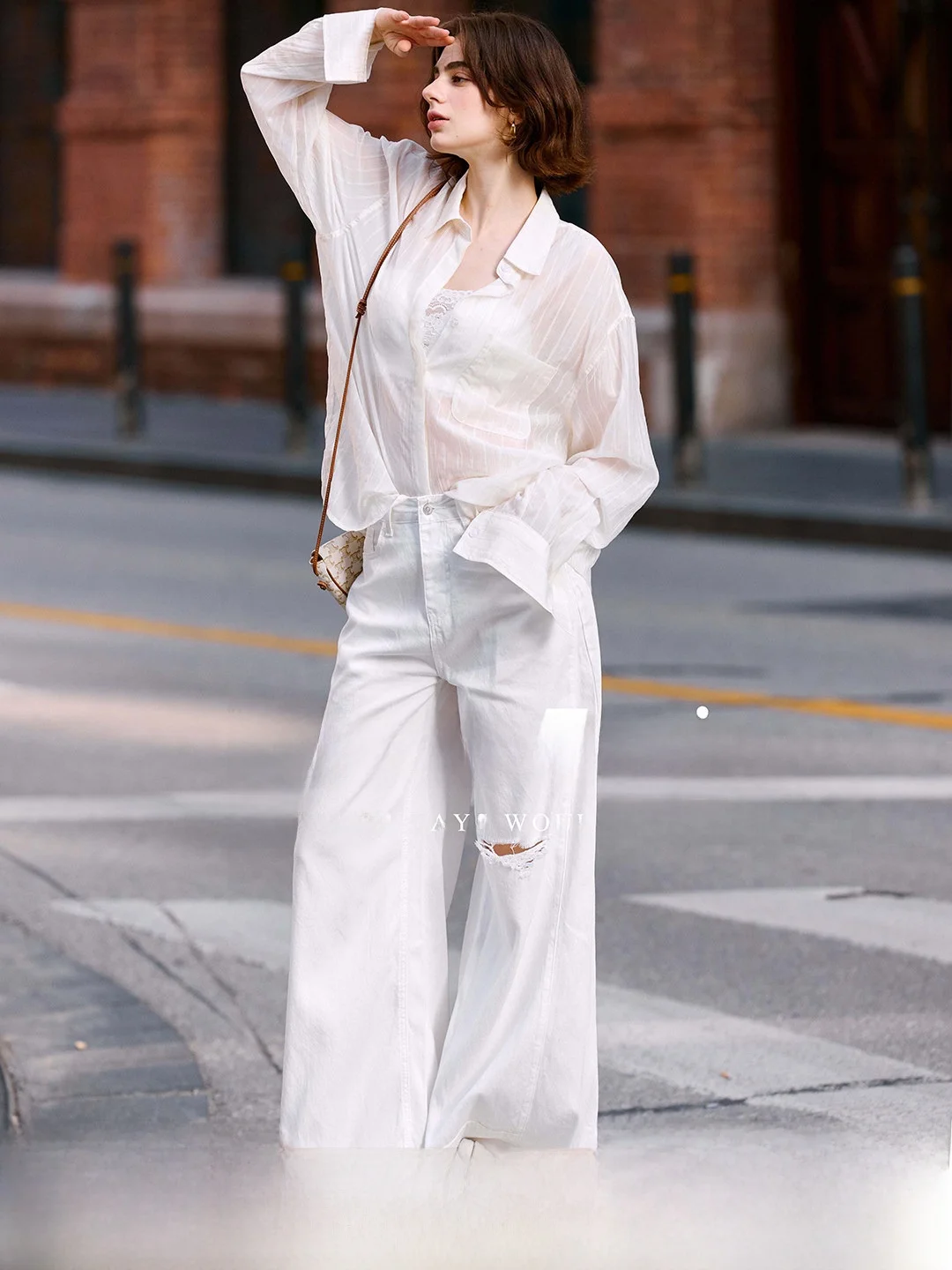 

Luna7xi High Waist Wide Leg Jeans Women's Summer New Style Denim Pants Loose Fit Straight Cut Hole Punch Detail