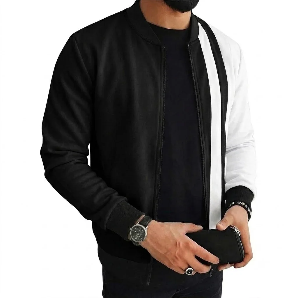 Neue Herren Colorblock Bomberjacke Langarm Vollreißverschluss Sweatshirts Lässige Sportliche Leichte Oberbekleidung Mantel Streetwear Oberteile – Detail 4