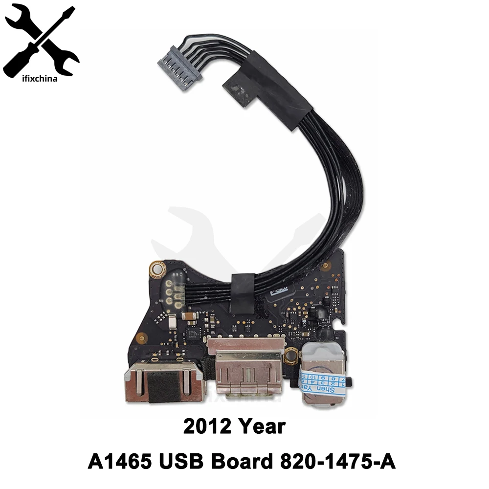 Placa de E/S A1465 genuina para Macbook Air de 11 pulgadas, placa de Audio de alimentación USB, conector dc 820-3213-A + Cable Flex 821-1475-A, año 2012