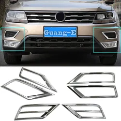 Car Head Front Fog Light Lamp Frame ABS Chrome Trim Panel Cover 2pcs For Volkswagen VW Tiguan L MK2 2016 2017 2018 2019 2020