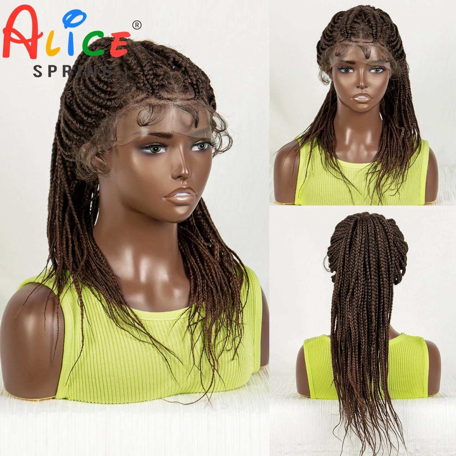 High Ponytail Braided Wigs for Women Knotless Box Braids Wig with Baby Hair Synthetic  Lace Front Braids Wigs Cornrow Braid Wigs