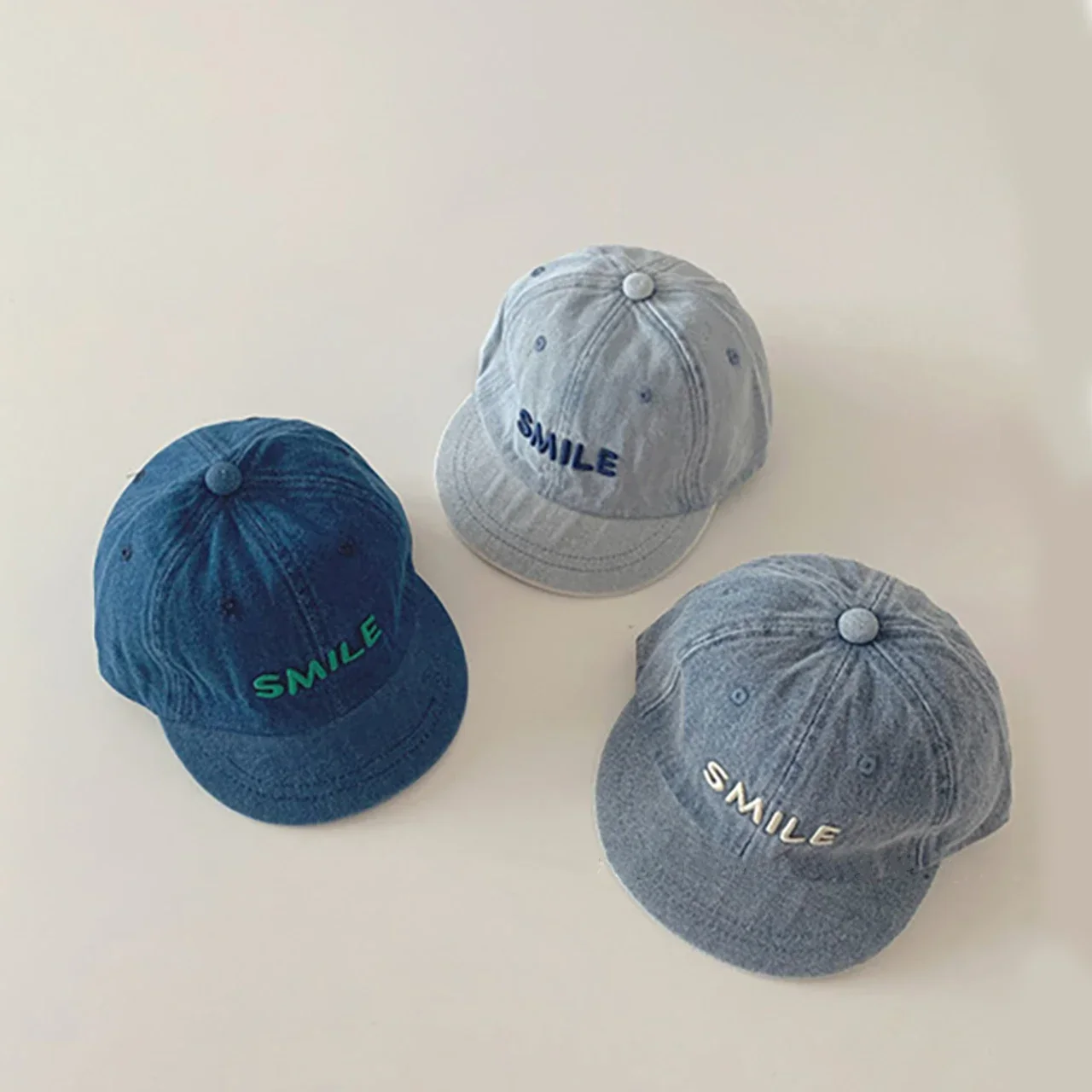 

Letter Denim Baseball Cap for Baby Boy Girl Summer Toddler Peaked Hat Kids Korean Adjustable Drawstring Sun Hats