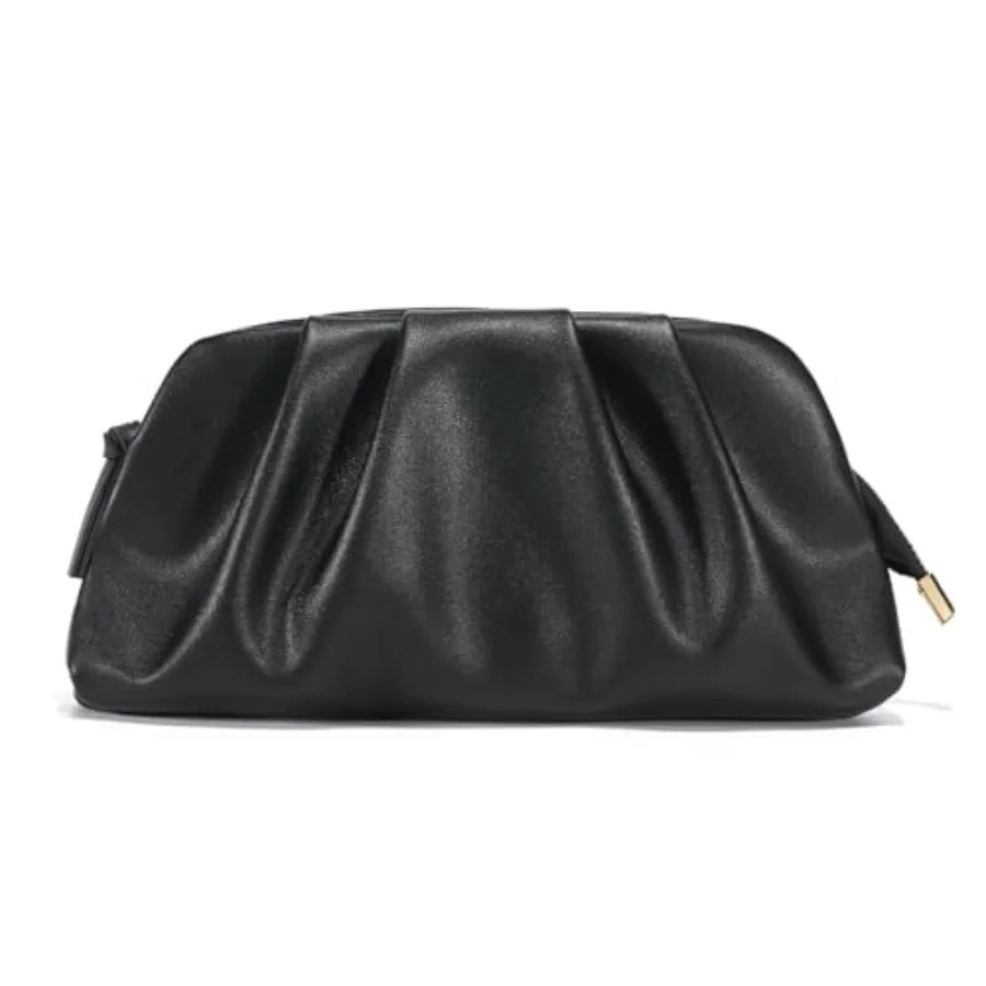 

SWEETV CHUNLI Dressy Vegan Leather Clutch Purse for Women Formal, Soft Pleated PU Evening Clutch for Weddings, Proms