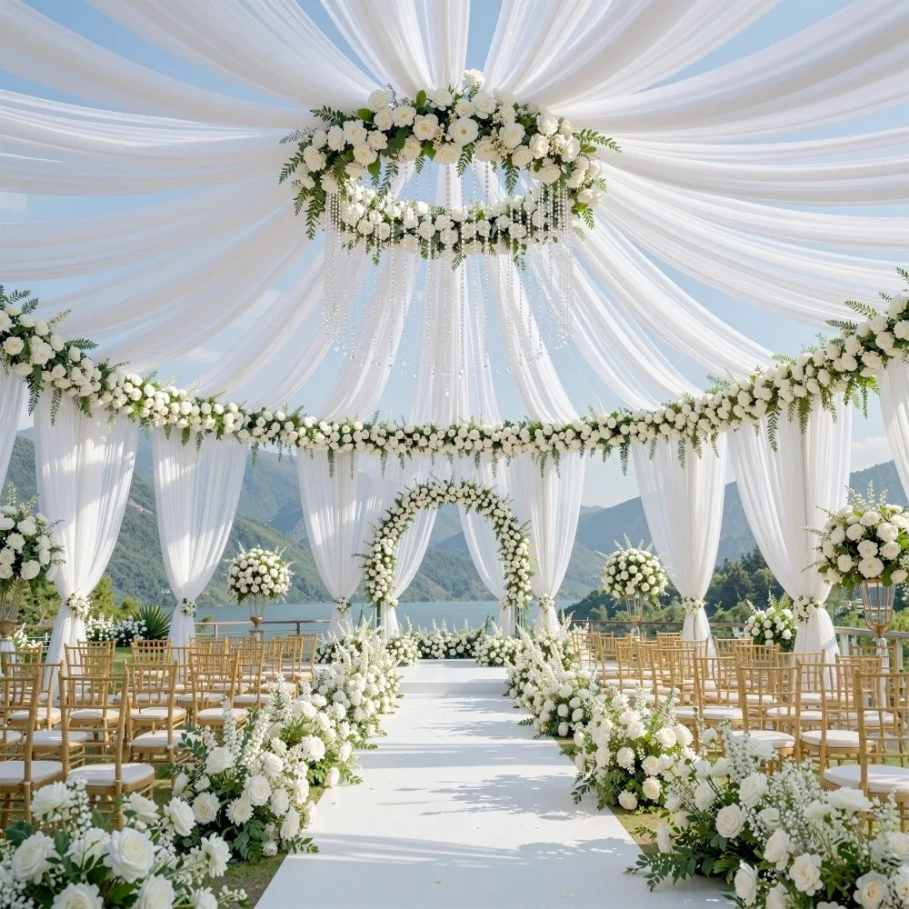 Metal Ceiling Drapes Hanging Hoop Kit Anti-Rust DIY Curtains Hanging Ring Bracket Detachable Chain Iron Art - view 4