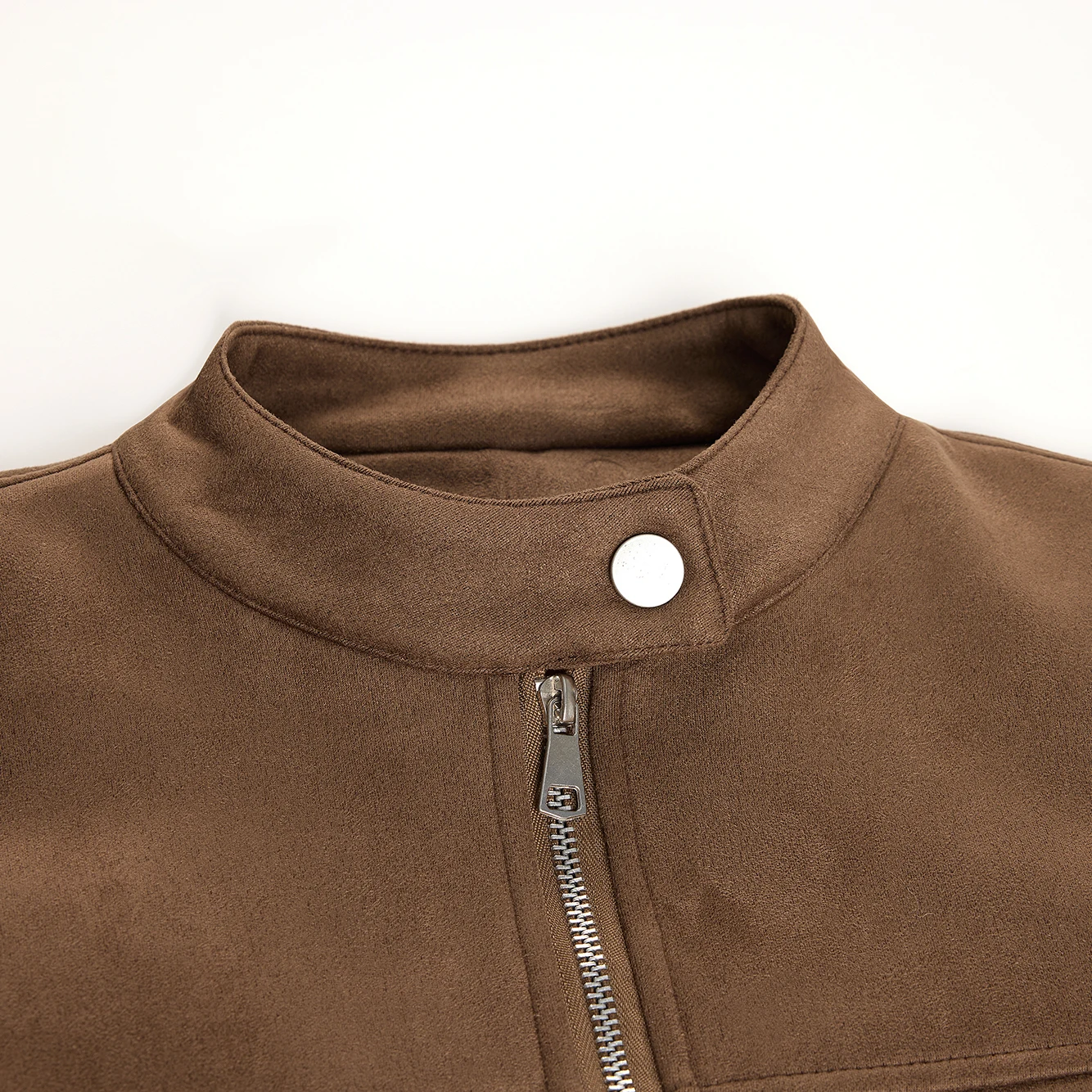 Wildlederjacke für Damen in Kaffeefarbe, Lässiger Schnitt für Frühling und Herbst, Vielseitige Motorradjacke mit Premium-Gefühl