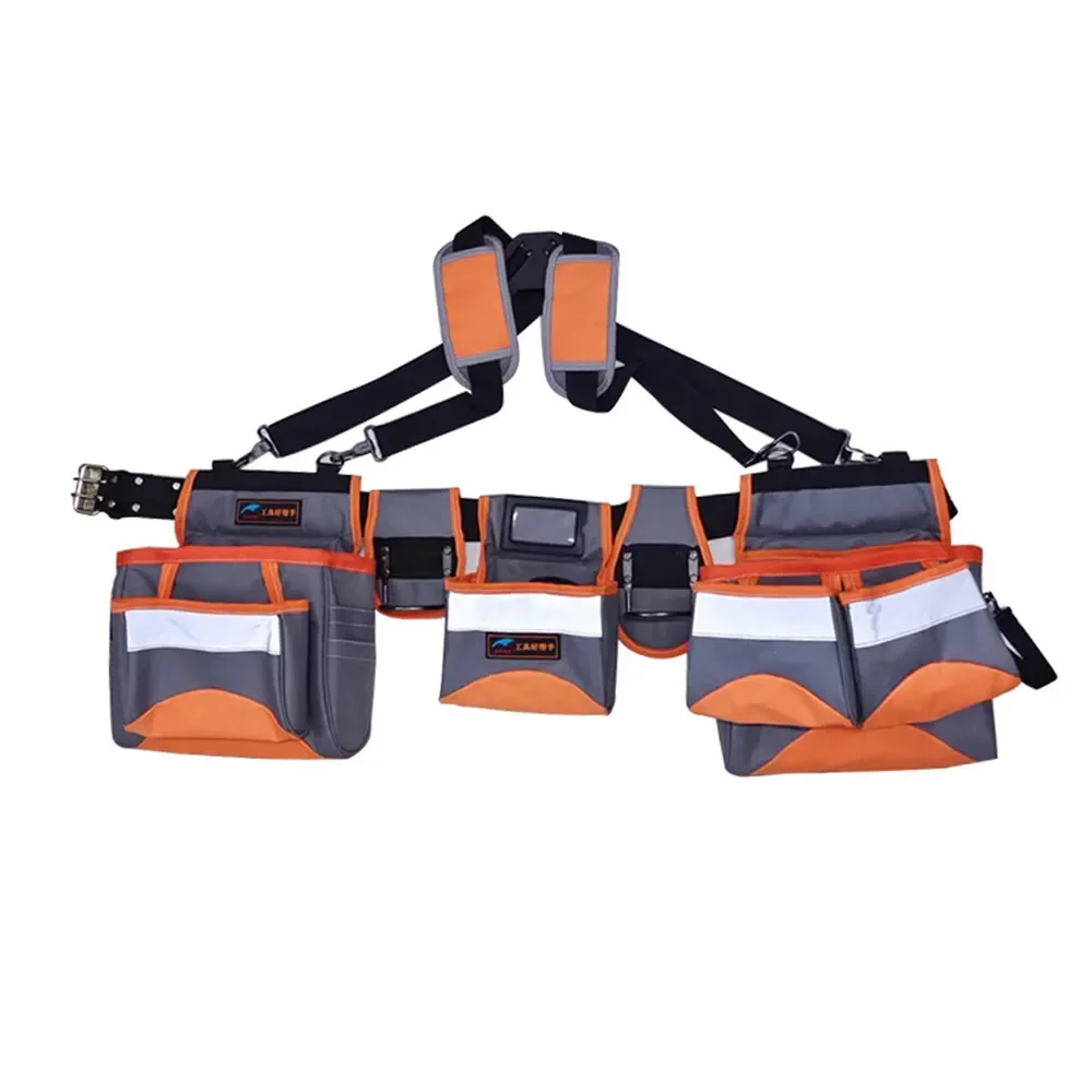 New Portable Backpack Tool Belt Bag Set Suspenders Adjustable Support Belt Lumbar Tool and Yoke-style Suspenders for Electrician