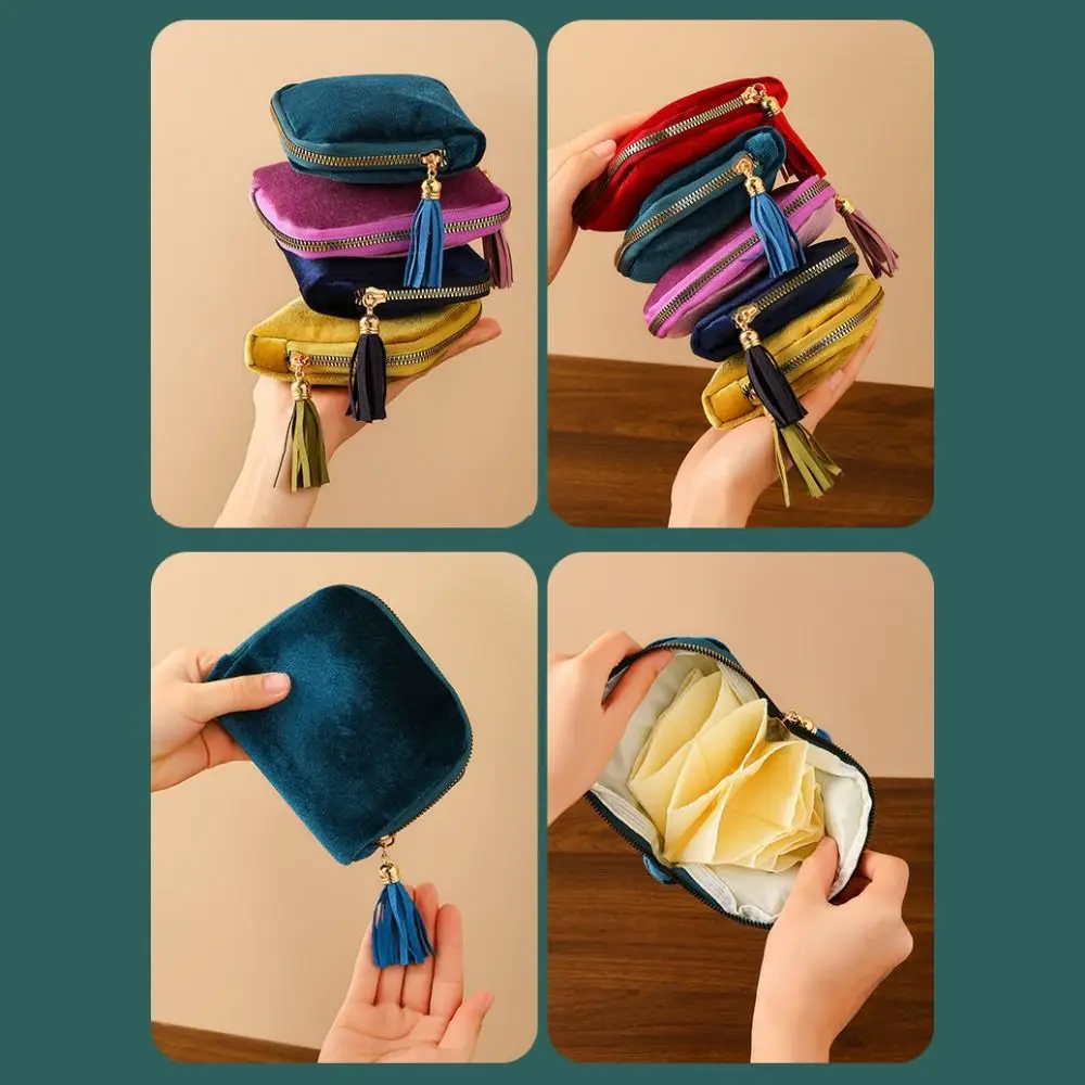 Durable 6-Layer Jewelry Storage Bag Anti-Scratch Elegant Women's Wallet Portable Soft Zipper Jewelry Bag Gift