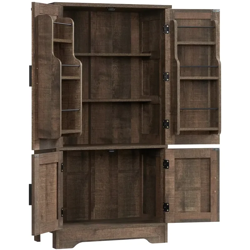 for Egina Eight Bottle Double Door Bar Cabinet with Open Shelves and Small Room Plank Style