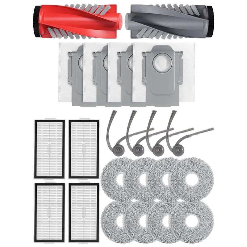 

YANA35R Set Main Brush, Dust Bags, Wipes, Filters, Side Brushes For Roborock Saros 10R Robot Vacuum Cleaner Accessory Kit