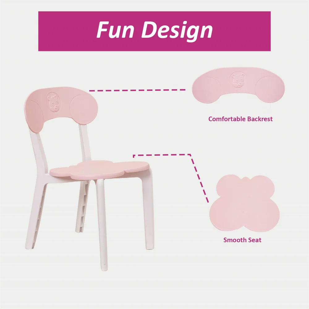 Kids Table and Chair Set, 3 Piece Toddler Table and Chair Set, Plastic Children Activity Tablefor Reading,Preschool,Drawing