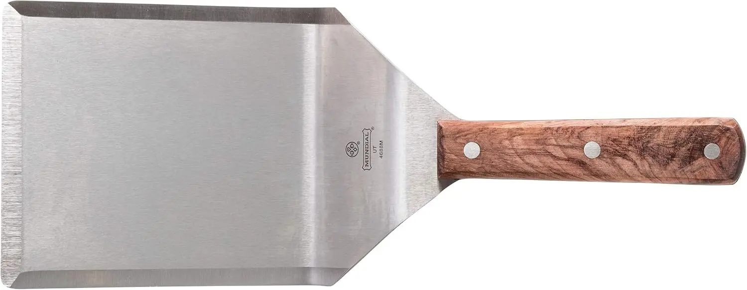 

6" x 5" Hamburger & Meat Turner Spatula – Heavy-Duty Stainless Steel, Beveled Edges, Wood Handle – Grill & Griddle Fli