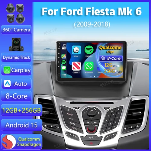 Android 15 Carplay Auto para Ford Fiesta Mk 6 2009 2010 2011 2012 2013 - 2018 reproductor de Radio Multimedia para coche WIFi + 4G DSP GPS 2DIN