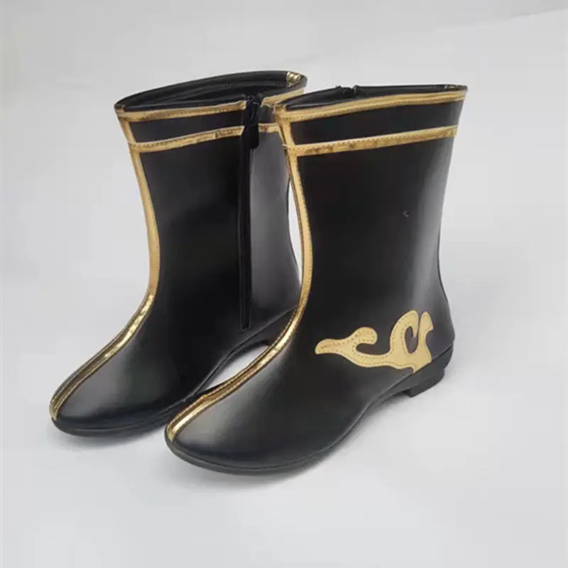 PU Traditional Mongolian Boots For Girl Women Vintage Dance Shoes Black Minority National Stage Performance Accessories