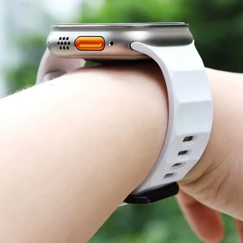 Soft Silicone Strap For Apple Watch Ultra 2 49mm 10 9 8 7 46/42/45/41mm Breathable Wave Style Wristband iWatch 6 5 4 SE 44/40mm