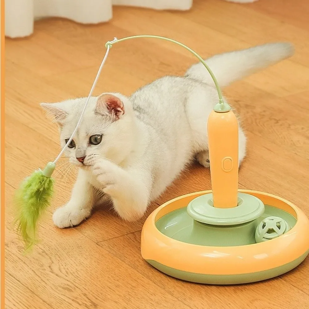 

Multifunctional Electric Cat Toy Sturdy Design Self Rotating Cat Feather Teaser Reusable Self Rotating Teaser Kitten Playing Toy