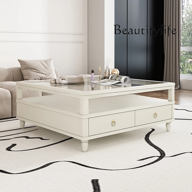 French light luxury modern simple living room coffee  table cream wind TV cabinet combination small apartment storage table