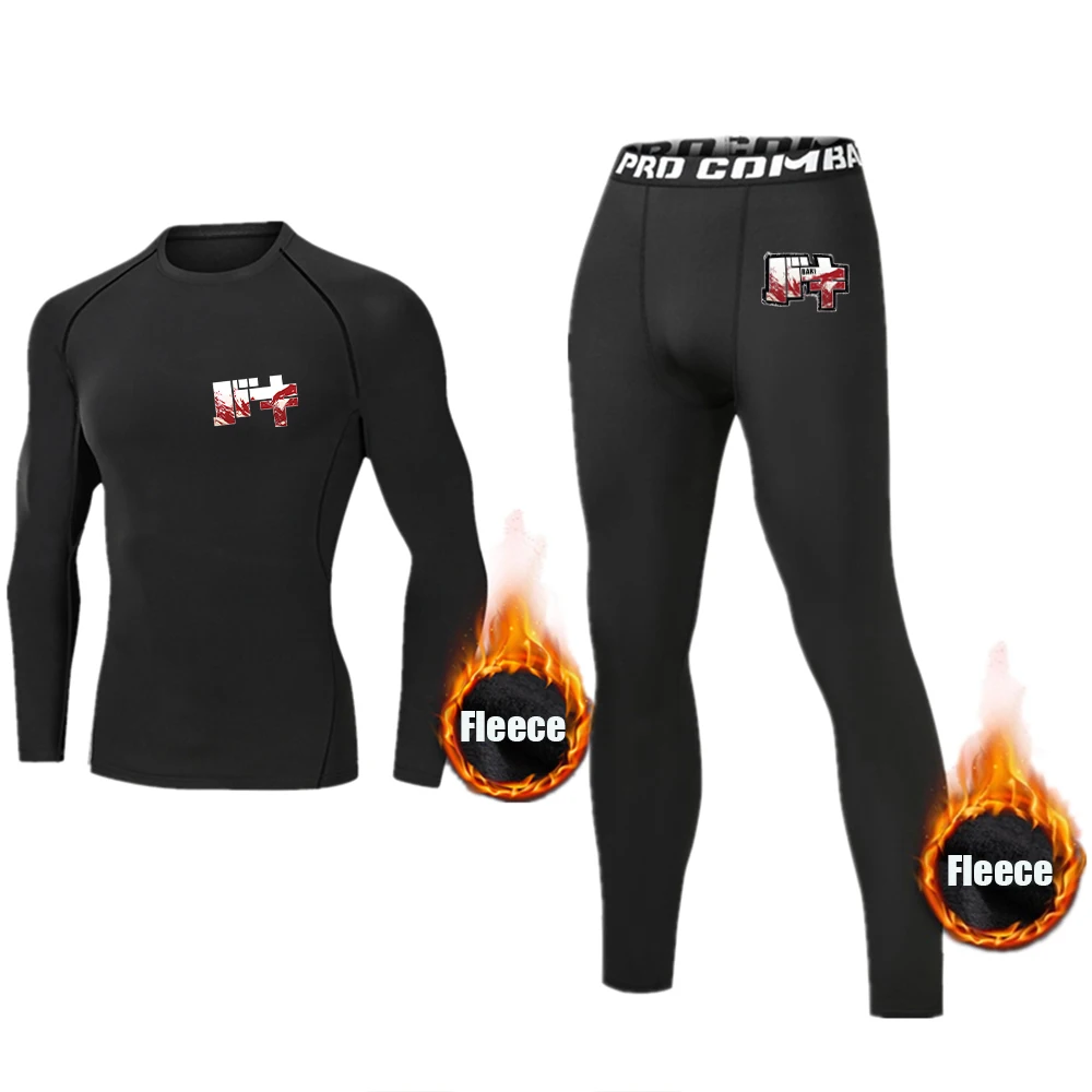 Anime Hanma Baki Men's Compression Shirt and Compression Trousers Set Fleece Lined Thermal Underwear Sports Fitness Set Winter