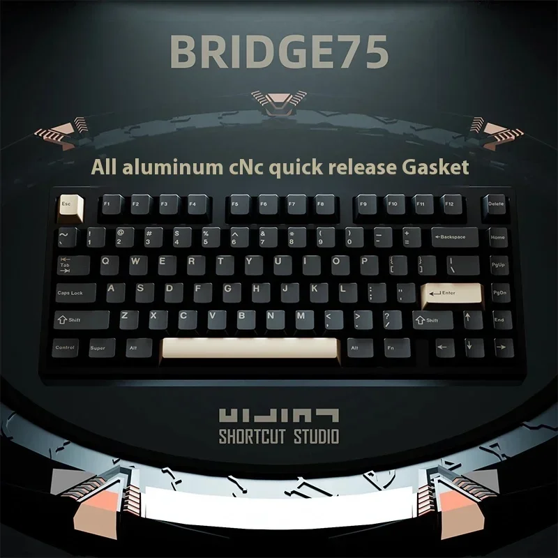 Imagem -02 - Teclado Mecânico do Jogo Liga de Alumínio Prendido Wireless Liberação Rápida Rgb Troca Quente Personalizado Atalho Estúdio sr Bridge75