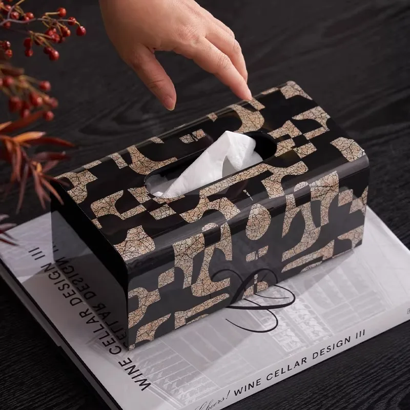 

Wooden Tissue Box Rectangular Tissue Boxes Luxury Napkin Storage Case Aesthetic Pull Out Napkin Organizer Cases Table Decoration