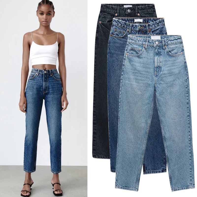 Fashionable Slimming Loose Comfortable Women's Jeans High Waist Micro Stretch Light Wash Standard Fit Versatile Autumn