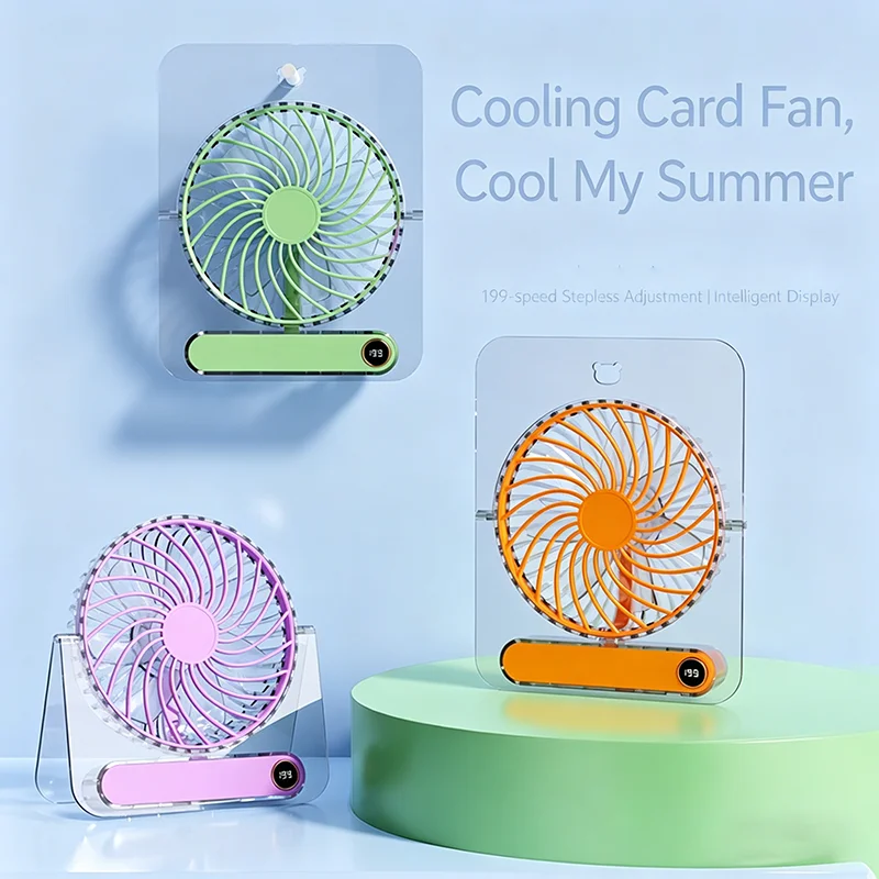 2026 New Upgrade New Portable Ultra Thin Foldable Desk Fan 199 Speed 1800mAh Rechargeable Home Quiet Ventilator Desktop Wall Air