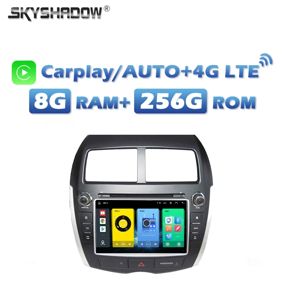 

720P 4G SIM IPS Carplay Auto Android 13.0 8G+256G Car DVD Player DSP GPS RDS Radio wifi Bluetooth For MITSUBISHI ASX 2010-2012