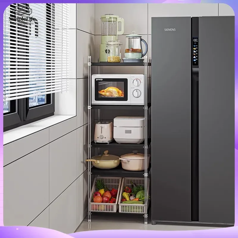Stainless Steel Kitchen Cart with Wheels Rolling Storage Rack for Microwave Oven Pantry Organizer Multi-Tier Utility Trolley