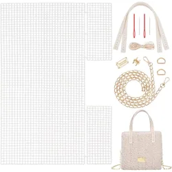 DIY Knitting Crochet Bags Kit Hand-Knit Woven Bag Making Kit Mesh Plastic Canvas Sheets for Embroidery Cross Stitch DIY Shoulder