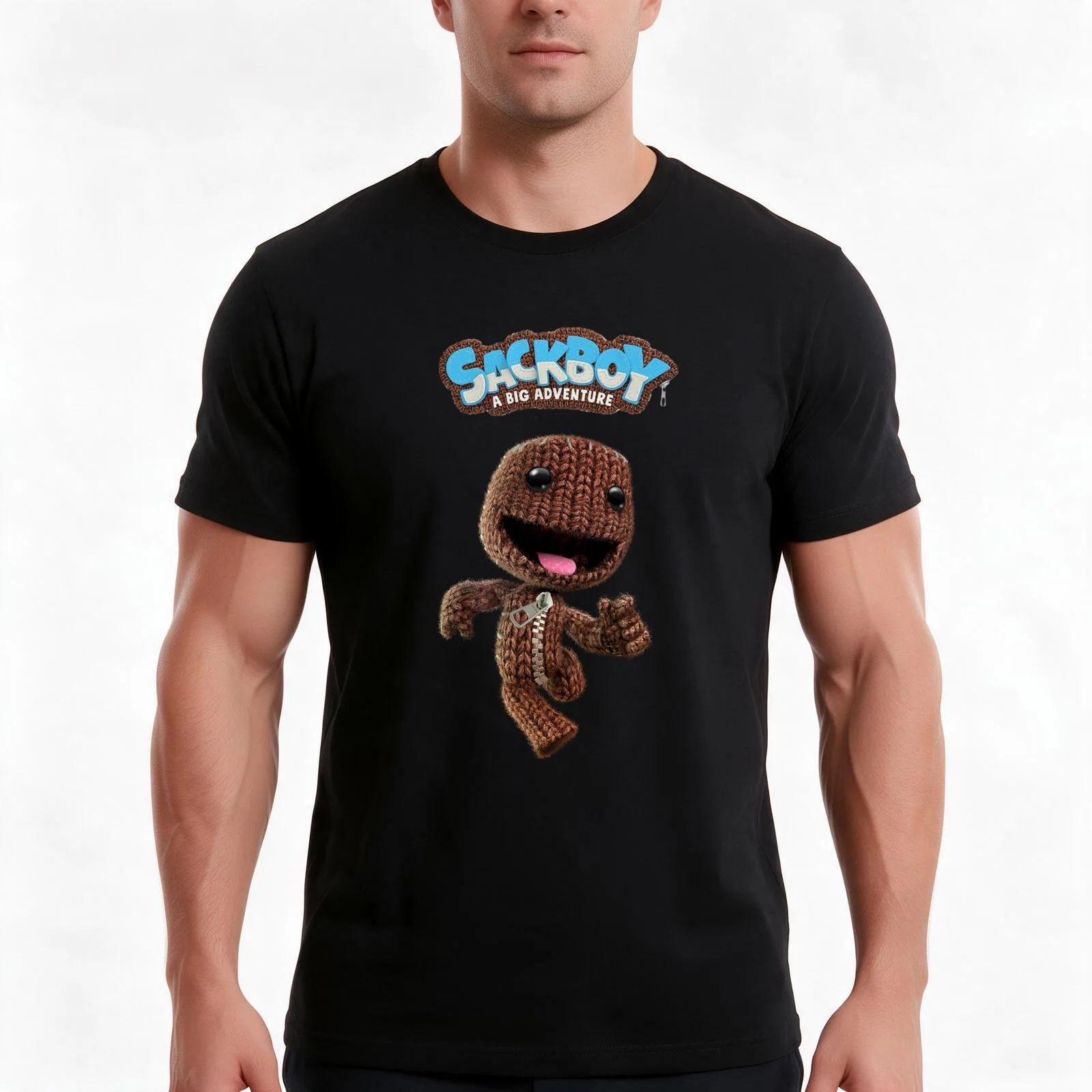 LBP Sackboy T-Shirt, Summer Casual Cotton Tee, Oversized Streetwear Tops, Vintage Graphic Print, Loose Fit Short Sleeve