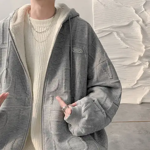 남성용 두꺼운 양모 코트, 십대 면 재킷, 홍콩 스타일, 루즈하고 다목적 후드 면, 겨울