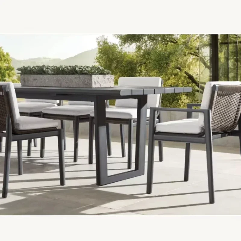 Green terrace tableware, outdoor furniture, durable aluminum dining table