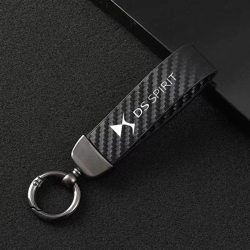 

Carbon fiber Leather Car Keyring Exquisite Anti-lost Car Keychain For DS WILD RUBIS SPIRIT DS3 Cabrio DS4S DS6 DS7 Crossback