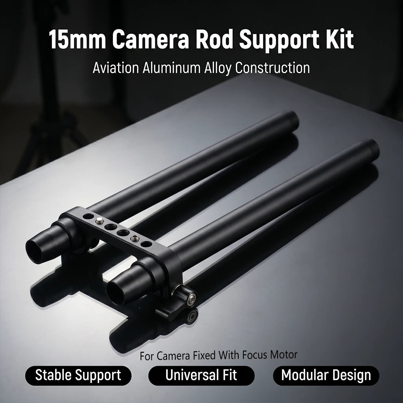 15mm  Dual Rod Support Bracket Aluminum Rail Clamp for DSLR Video Rig Follow Focus Matte Box Photography Accessory